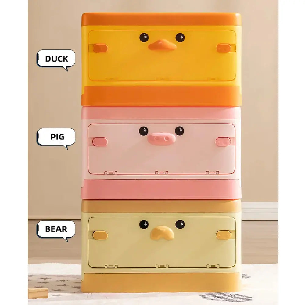 Animal Shape Kids Toy Organizer with Stackable Design and Open Lid – Versatile Storage Solution for Toys, Clothes, Snacks, and Books Shopmurai